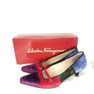 Salvatore Ferragamo Colorblock velvet pumps - image 1