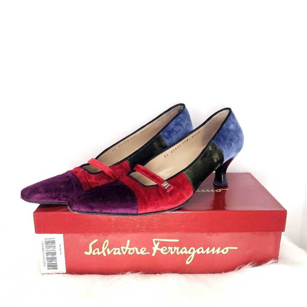 Salvatore Ferragamo Colorblock velvet pumps - image 2