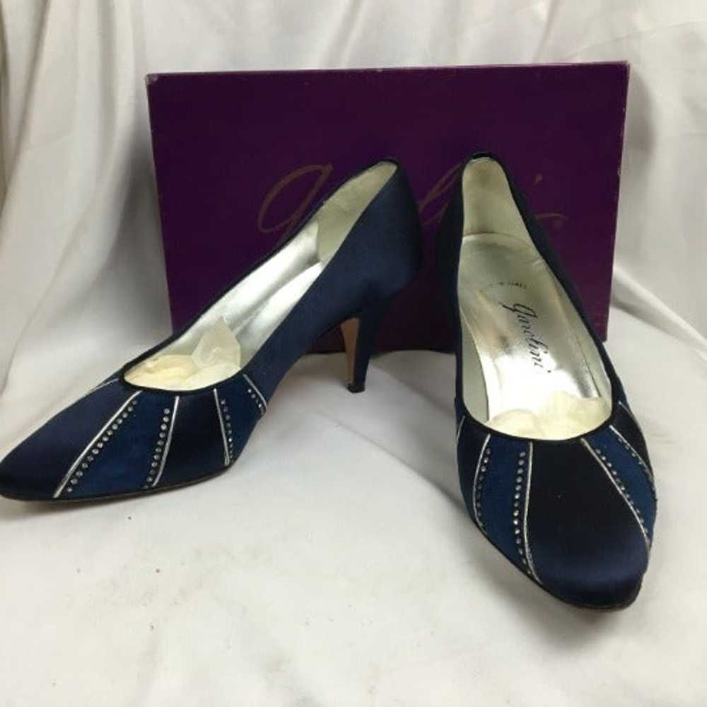 1980's Navy Satin Pumps - image 1