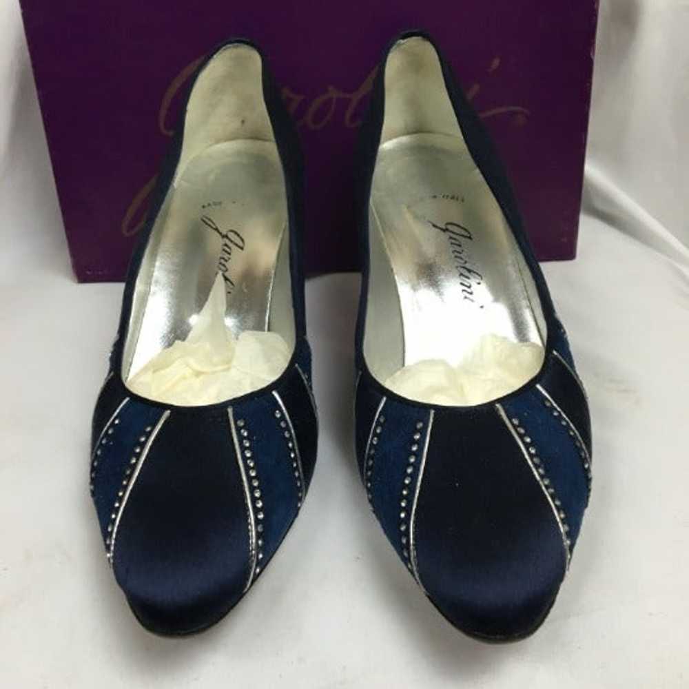 1980's Navy Satin Pumps - image 2