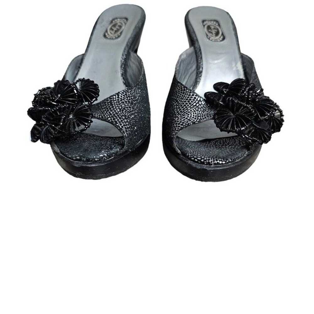 Salpy Vintage Floral Damask Black Wooden Heel - image 4