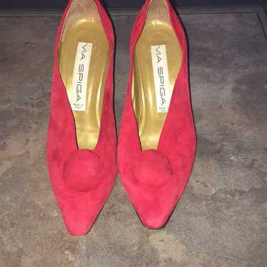 VIA SPIGA VINTAGE RED SUEDE PUMPS - Made in Italy 