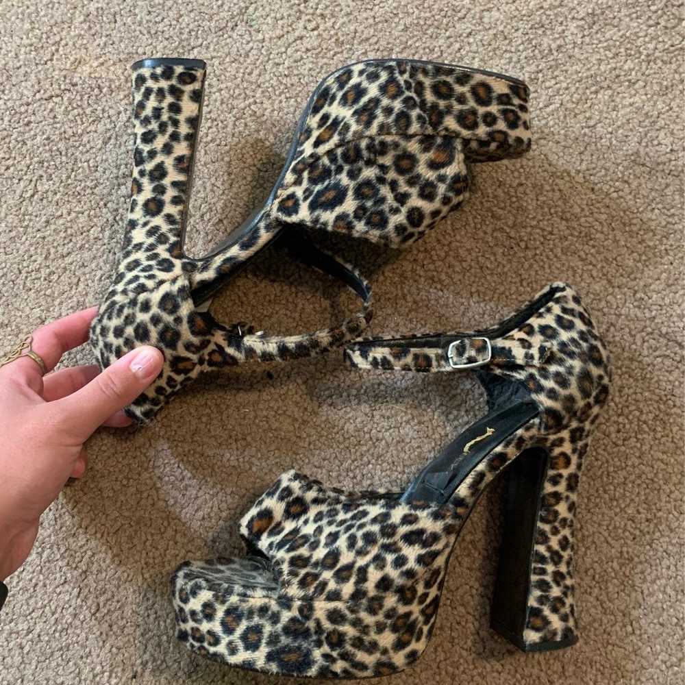 VINTAGE leopard platform heels - image 1