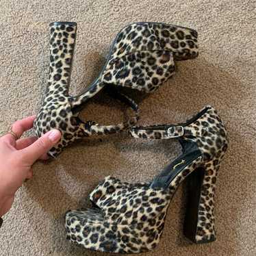 VINTAGE leopard platform heels - image 1