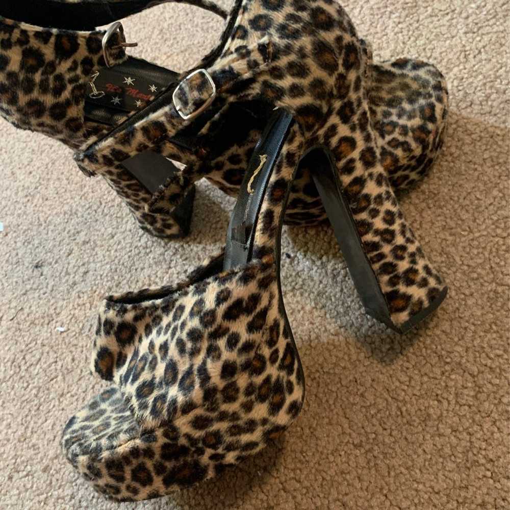 VINTAGE leopard platform heels - image 4