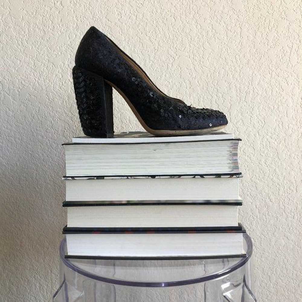 VTG Dries Van Noten Chevron Sequin Block Heel Pumps