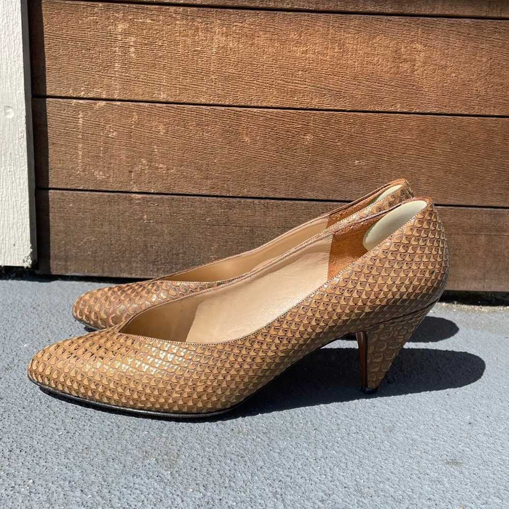 Vintage faux snakeskin 80s leather pumps size 10 B - image 1