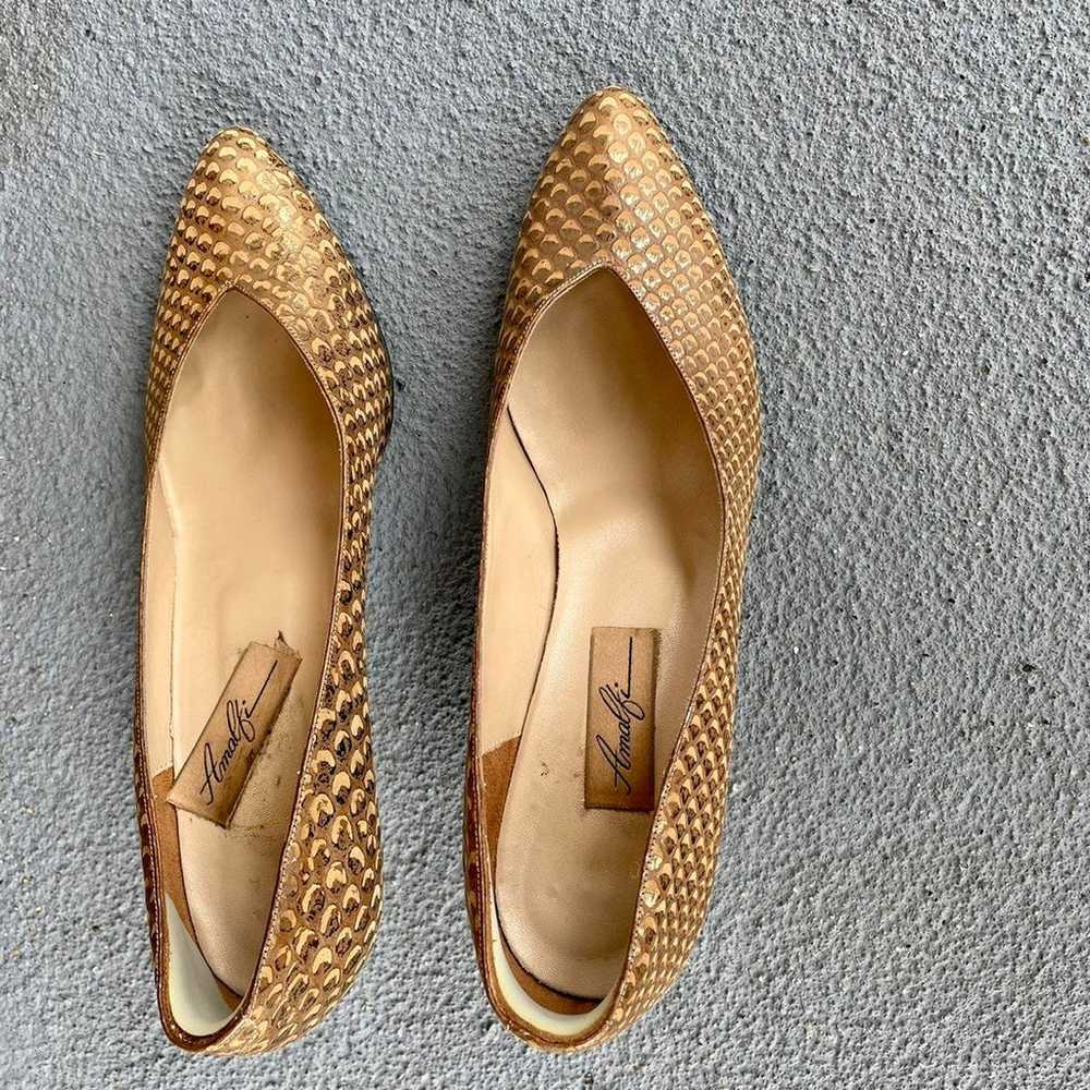 Vintage faux snakeskin 80s leather pumps size 10 B - image 3