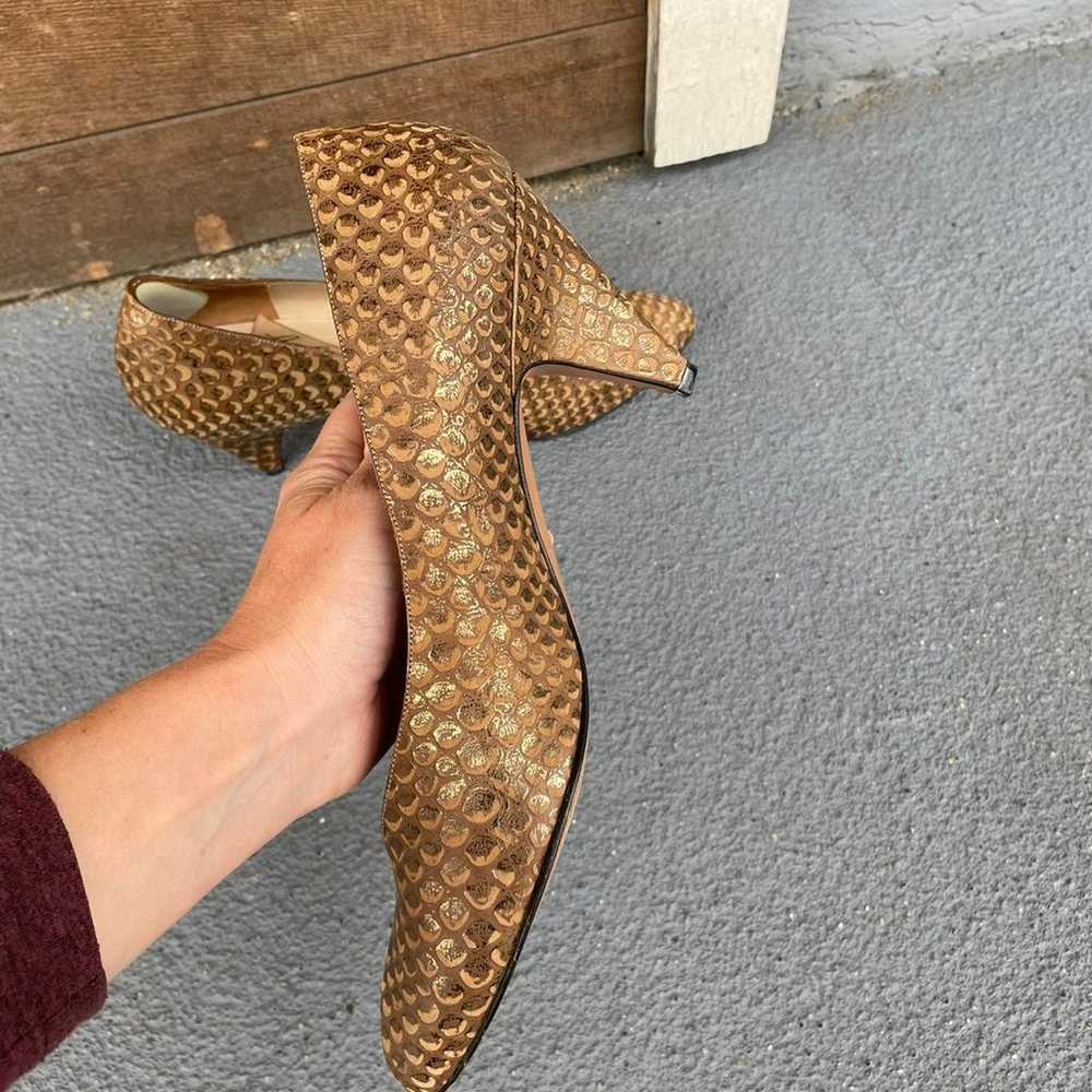 Vintage faux snakeskin 80s leather pumps size 10 B - image 4