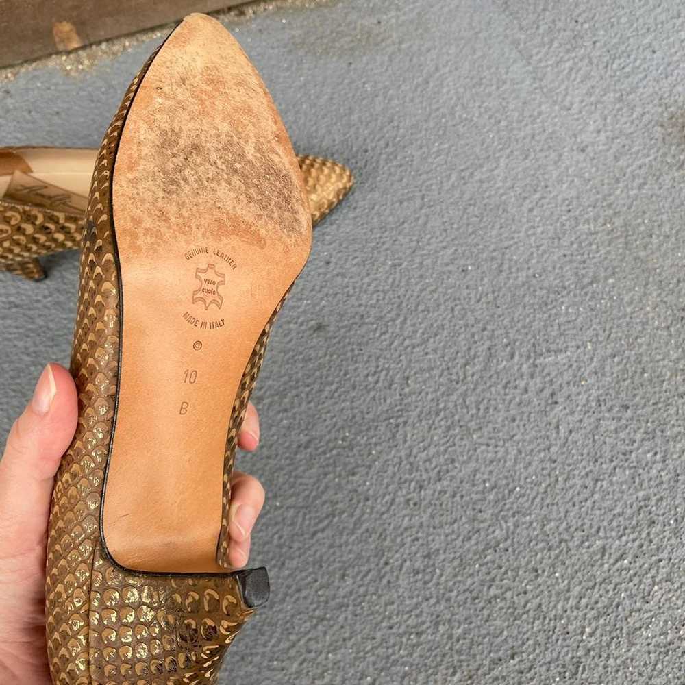 Vintage faux snakeskin 80s leather pumps size 10 B - image 9