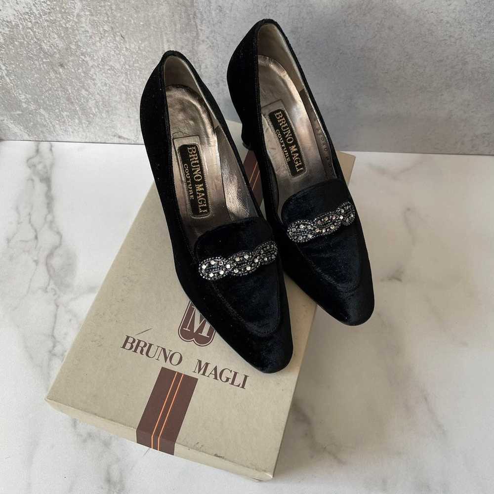 Vintage Bruno Magli Black Velvet Pumps - image 1