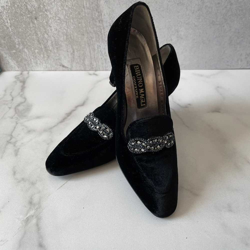 Vintage Bruno Magli Black Velvet Pumps - image 2