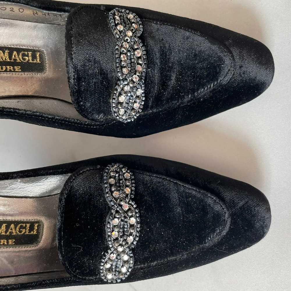 Vintage Bruno Magli Black Velvet Pumps - image 6