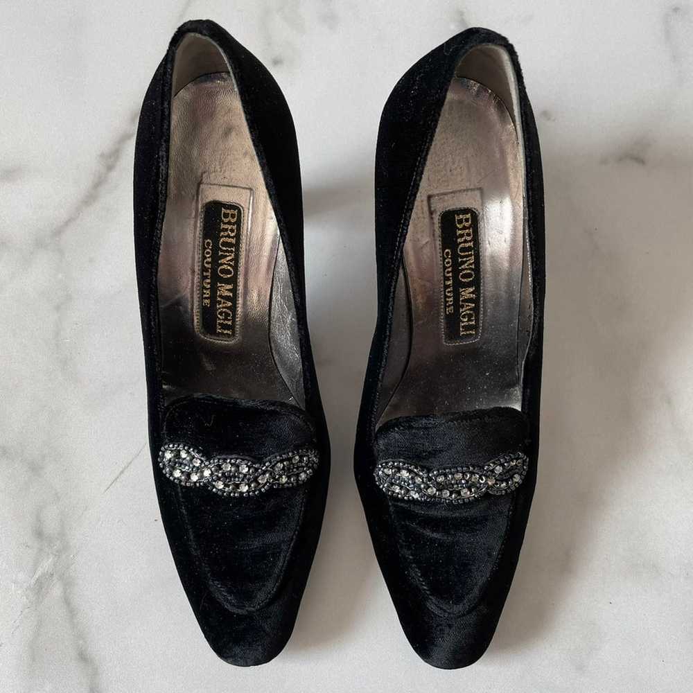 Vintage Bruno Magli Black Velvet Pumps - image 9