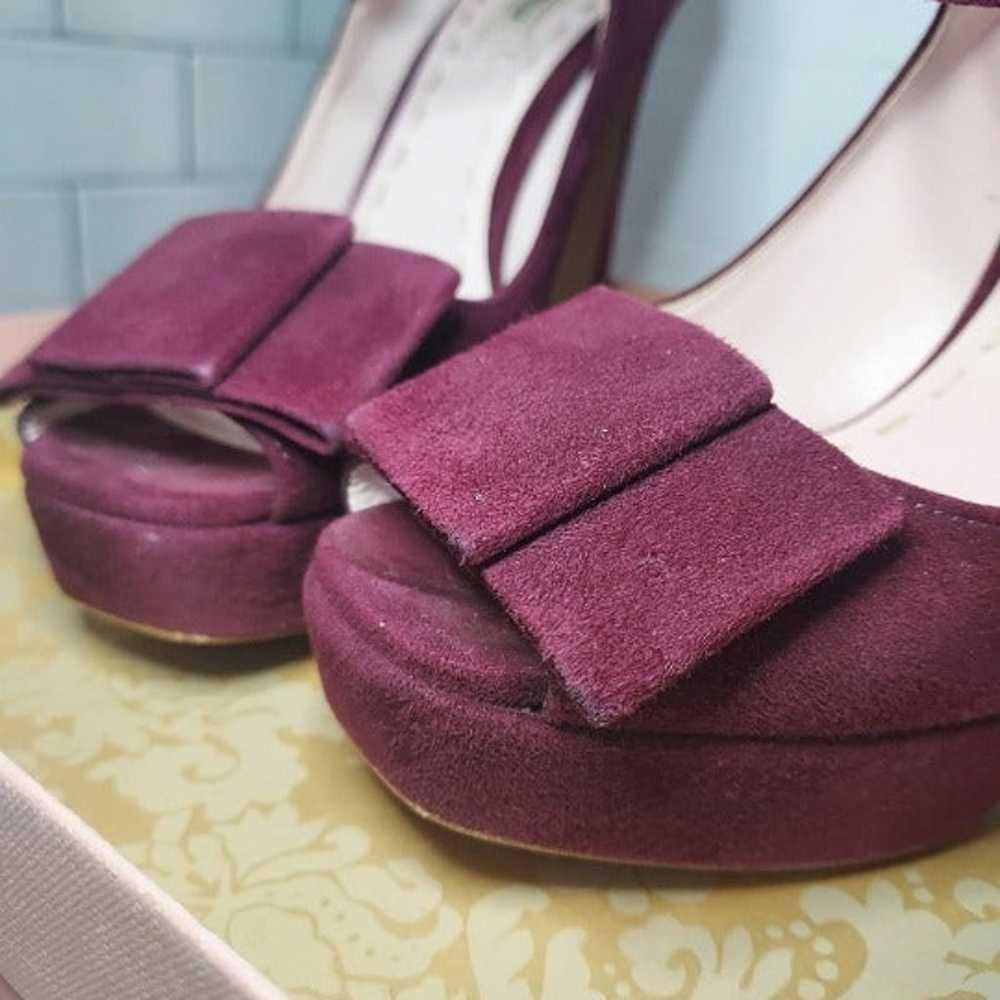 MIU MIU Platform Shoes Peep Toe Mary Jane Suede B… - image 2