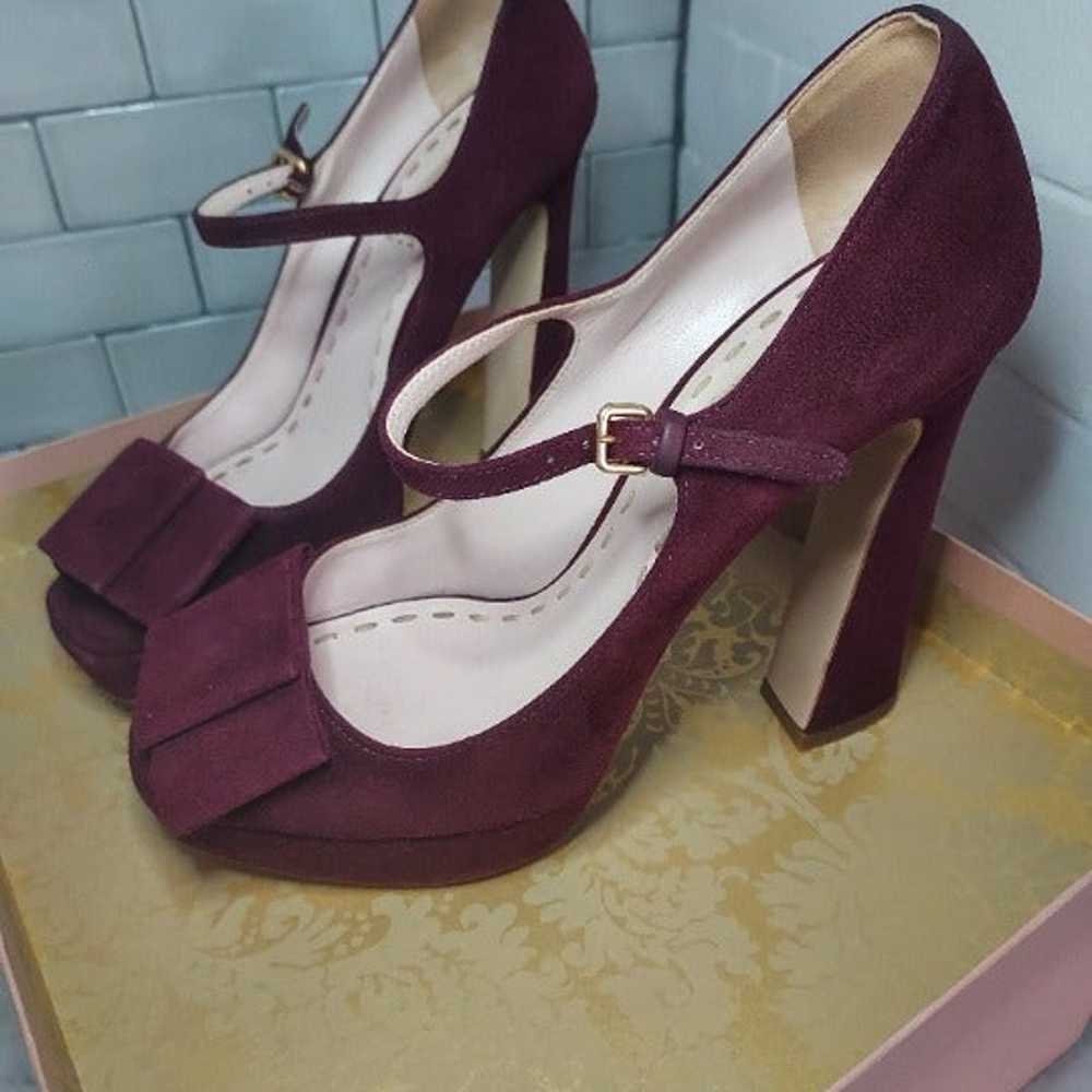 MIU MIU Platform Shoes Peep Toe Mary Jane Suede B… - image 4