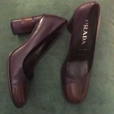 Prada Purple Brown Leather Vintage Heels