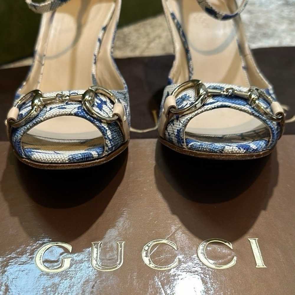 GUCCI Vintage Flora Horsebit Wedge Sandals - Size… - image 6