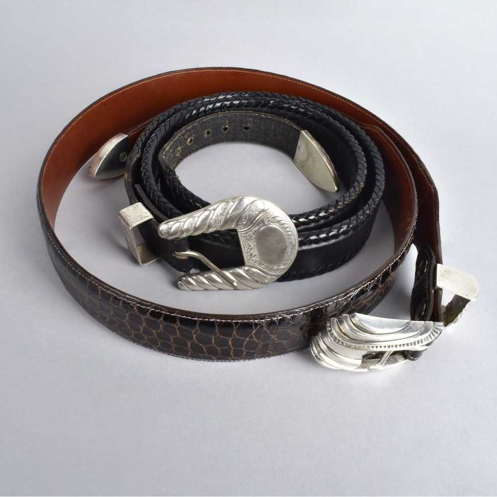 Two Vintage Sterling Silver Belt Buckles - image 1