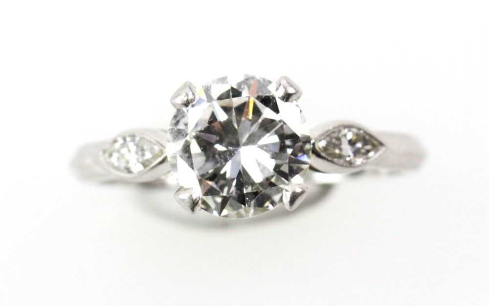 Platinum and Diamond Solitaire Ring - image 1