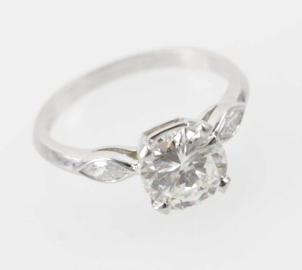 Platinum and Diamond Solitaire Ring - image 3