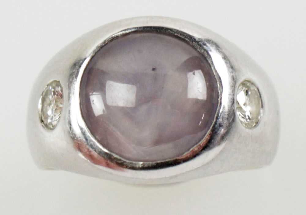 14k White Gold, Diamond and Star Sapphire Ring - image 1