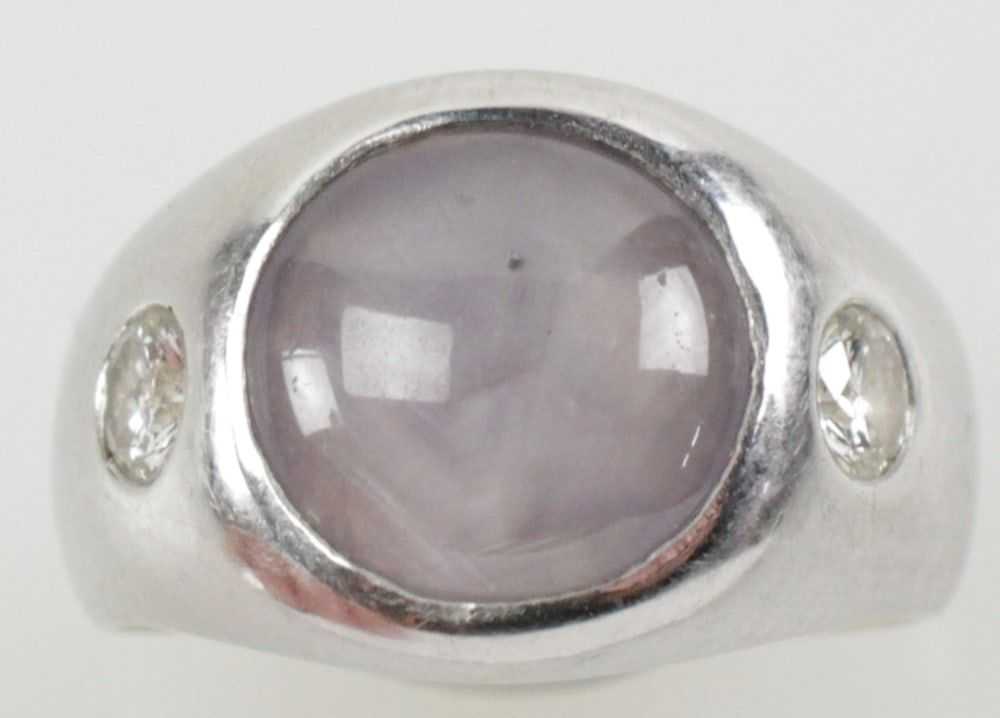 14k White Gold, Diamond and Star Sapphire Ring - image 2
