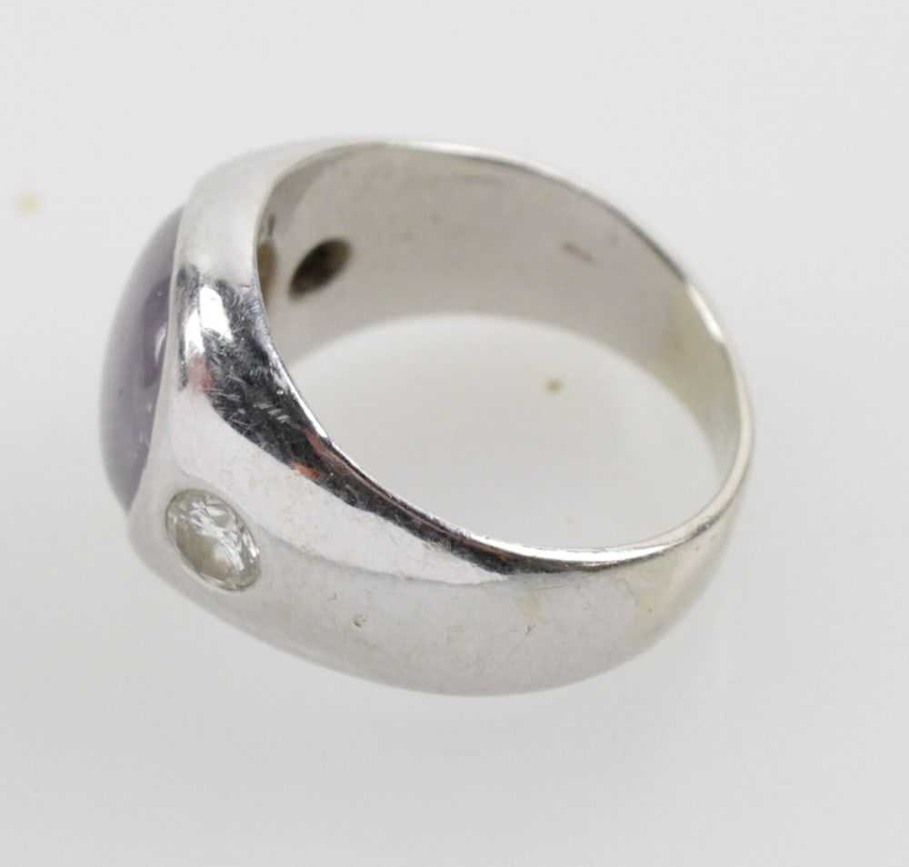 14k White Gold, Diamond and Star Sapphire Ring - image 7