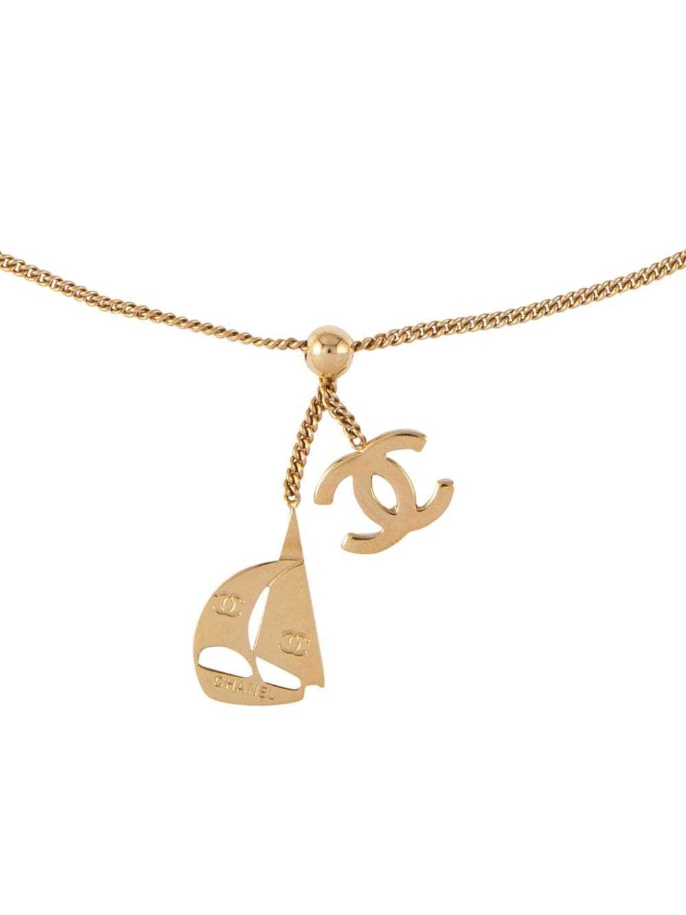 CHANEL Pre-Owned 2002 CC sailboat pendant necklac… - image 2