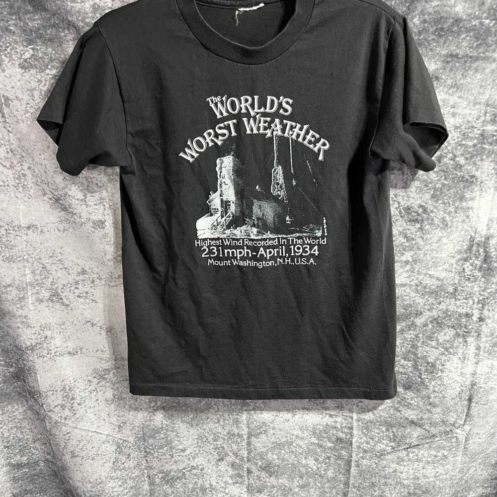 True Vintage Meteorologic TShirt c. 1983 worlds w… - image 1