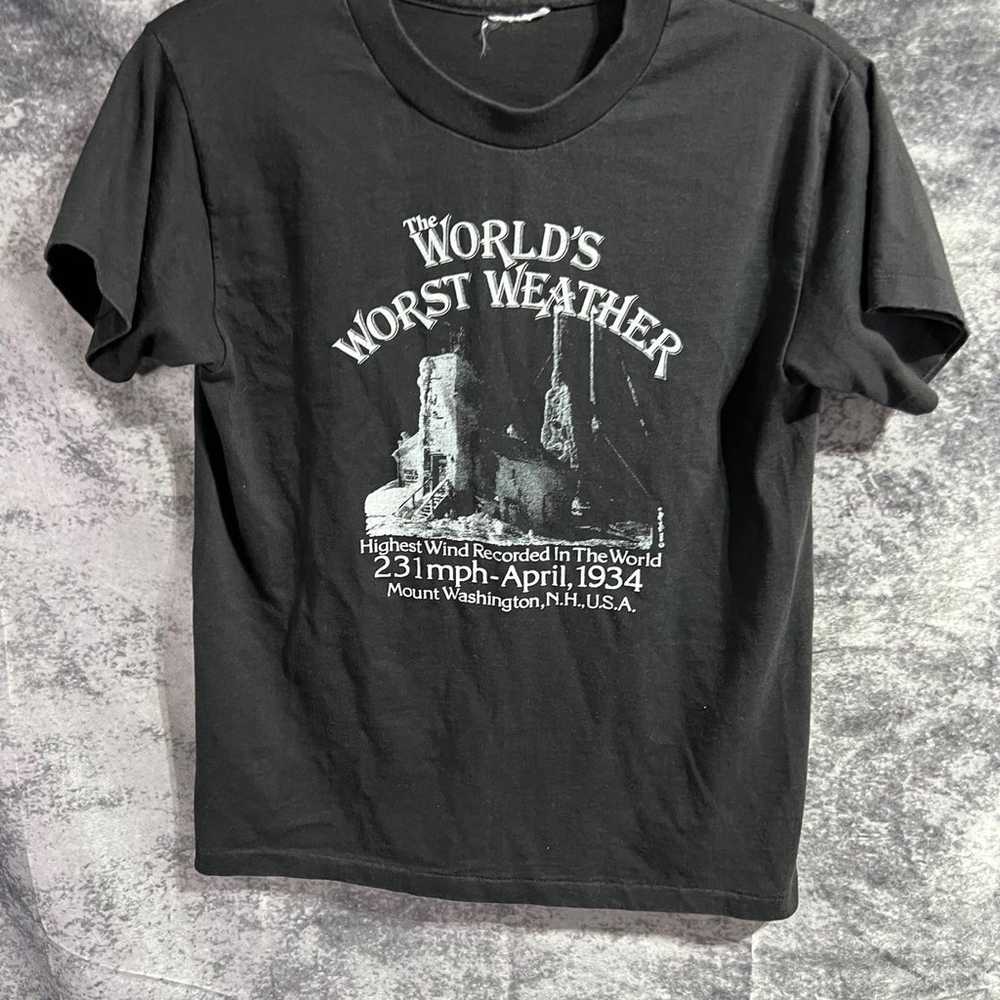 True Vintage Meteorologic TShirt c. 1983 worlds w… - image 4