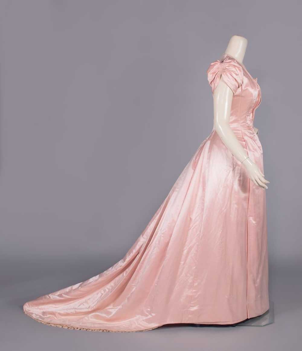 BLUSH PINK SILK SATIN EVENING GOWN, LATE 1880s - image 3