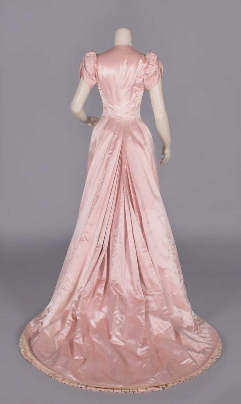 BLUSH PINK SILK SATIN EVENING GOWN, LATE 1880s - image 4