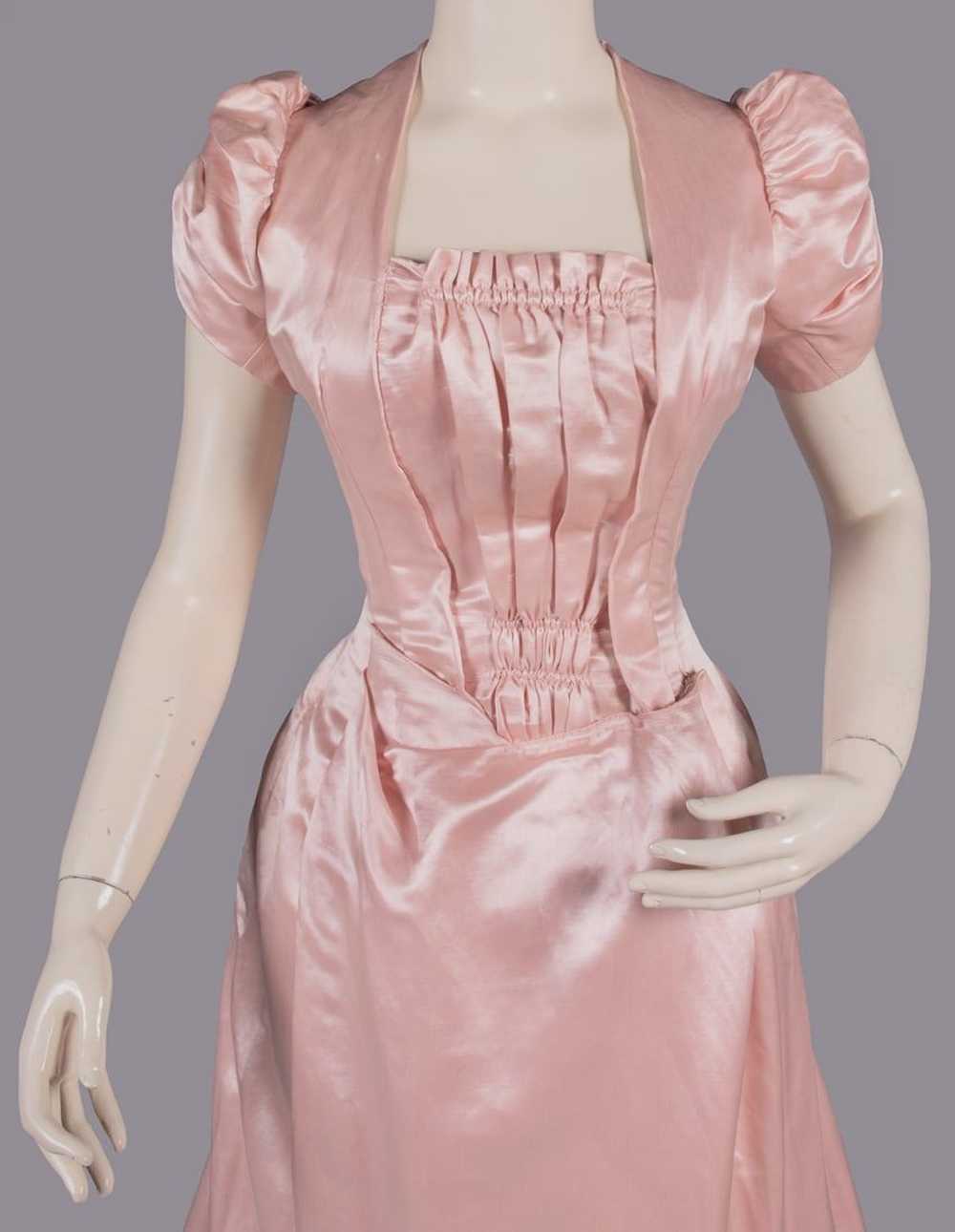 BLUSH PINK SILK SATIN EVENING GOWN, LATE 1880s - image 5