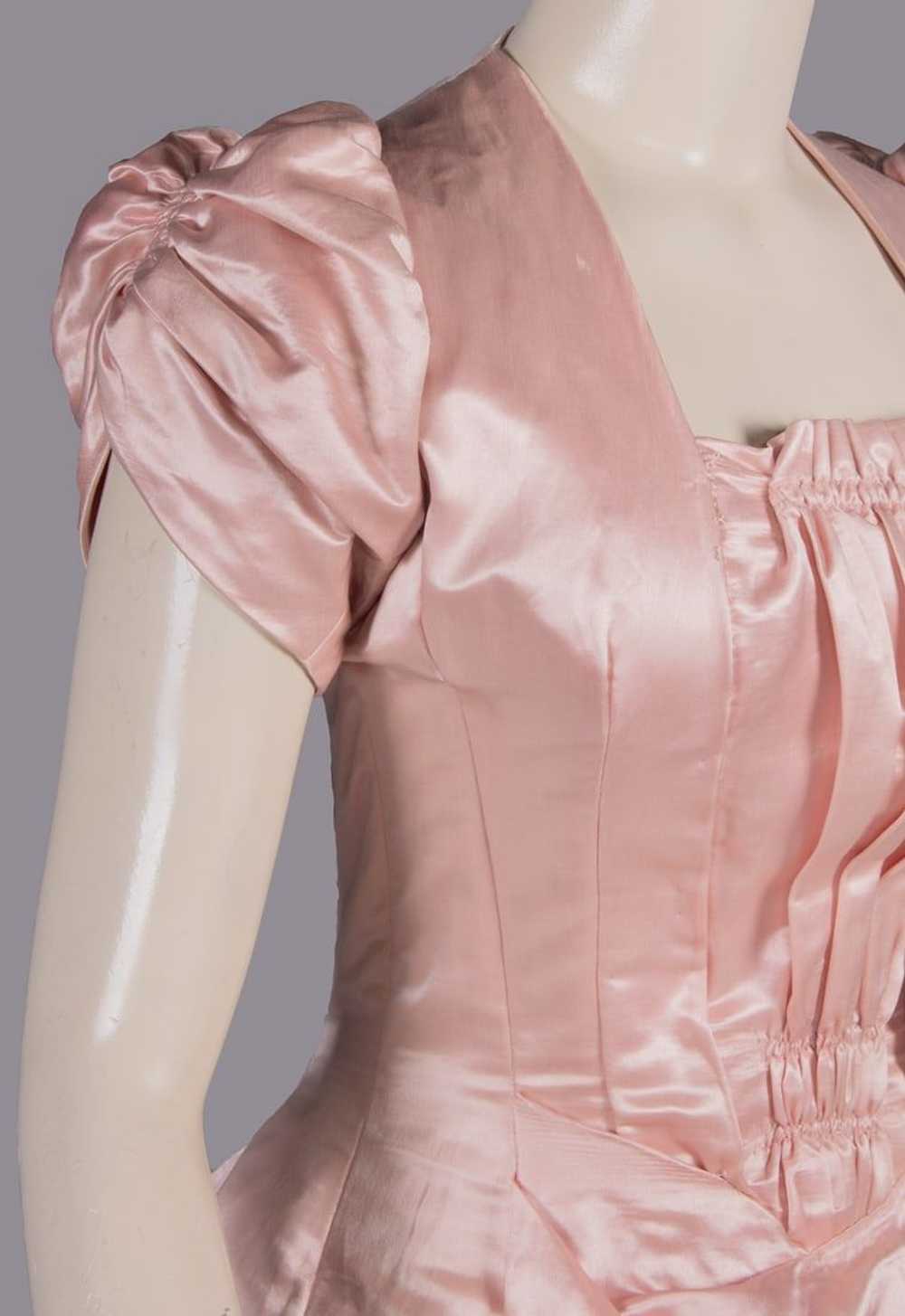 BLUSH PINK SILK SATIN EVENING GOWN, LATE 1880s - image 6