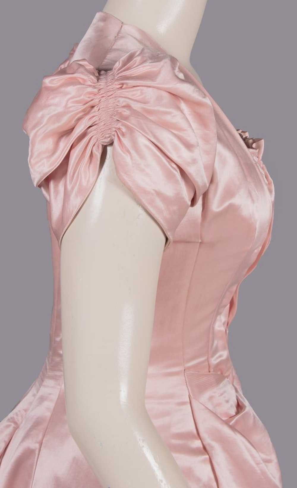 BLUSH PINK SILK SATIN EVENING GOWN, LATE 1880s - image 7