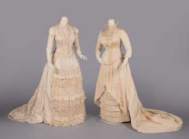 TWO CREAM SILK EVENING GOWNS, 1880s - image 1