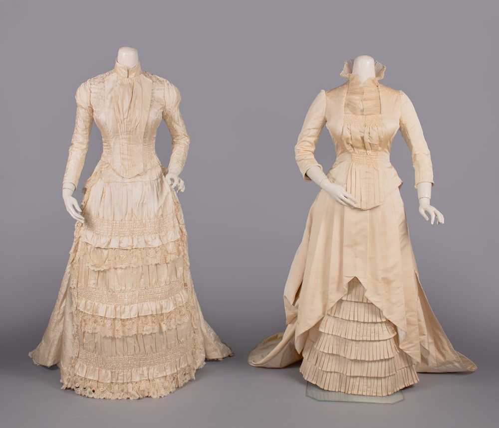 TWO CREAM SILK EVENING GOWNS, 1880s - image 2