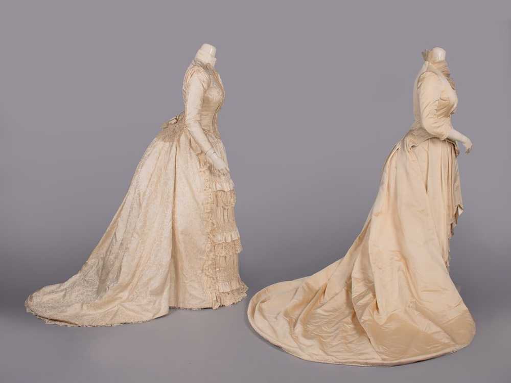 TWO CREAM SILK EVENING GOWNS, 1880s - image 3