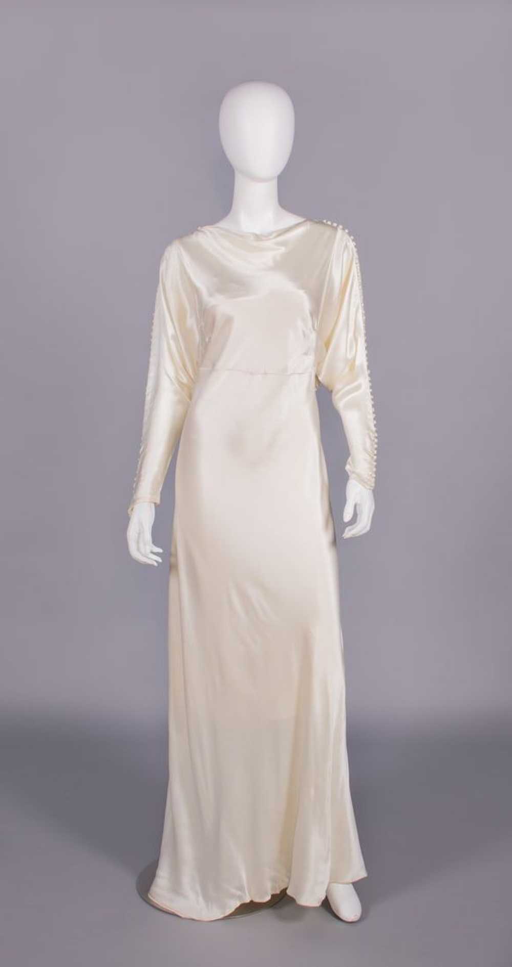 SILK SATIN WEDDING DRESS, c. 1930 - image 2