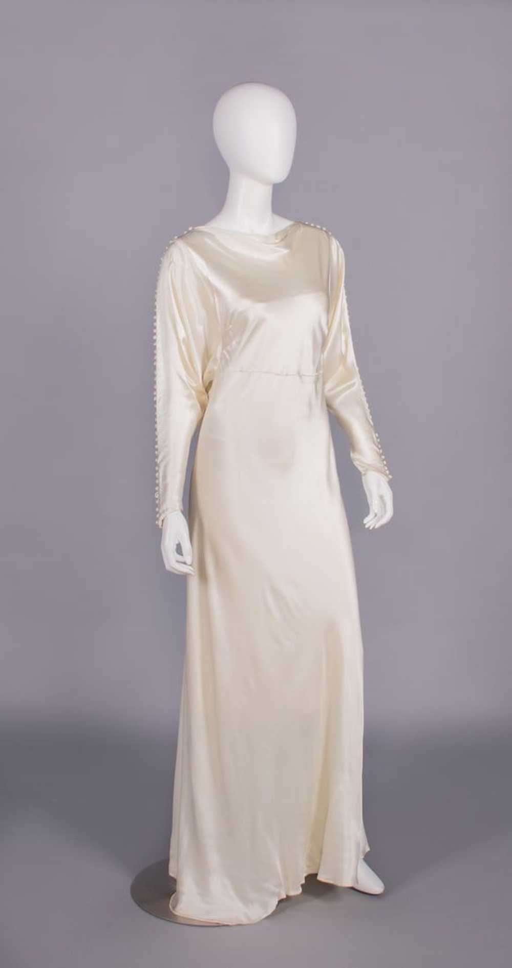 SILK SATIN WEDDING DRESS, c. 1930 - image 3