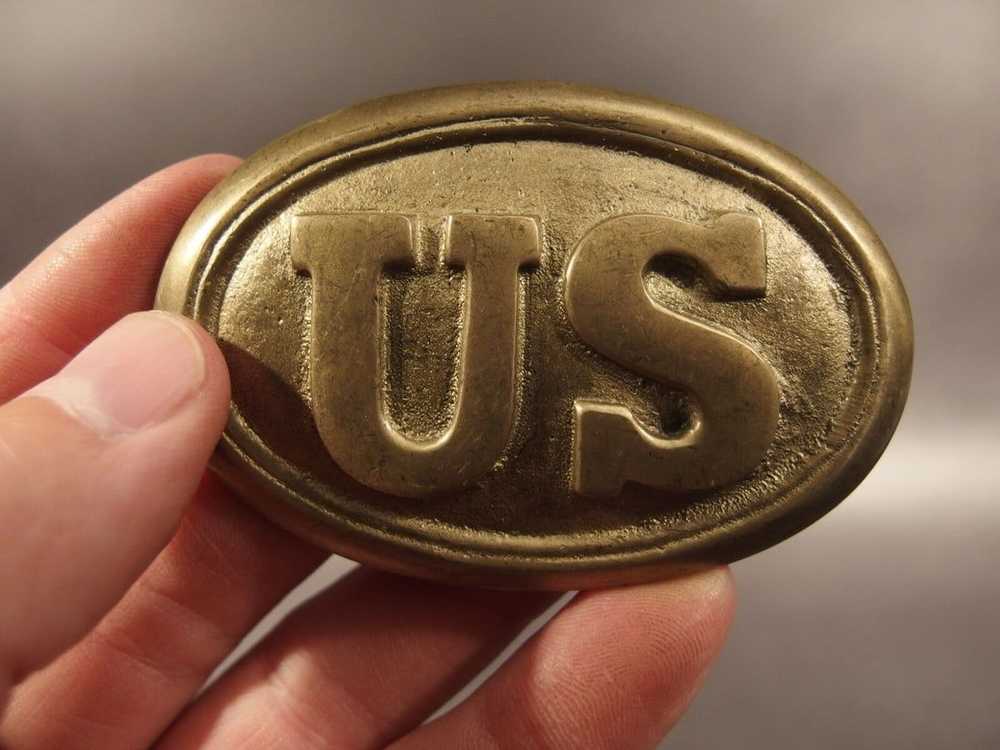 Civil War Union Soldier US Belt Buckle Plate SOLI… - image 1
