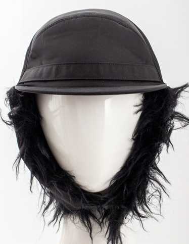 Prada Black Nylon & Faux-Fur Hat