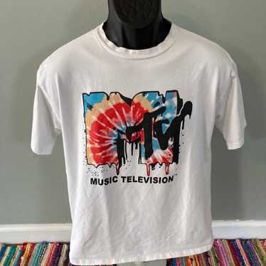 MTV Melting Tie Dye Logo Shirt Music Vtg - image 1