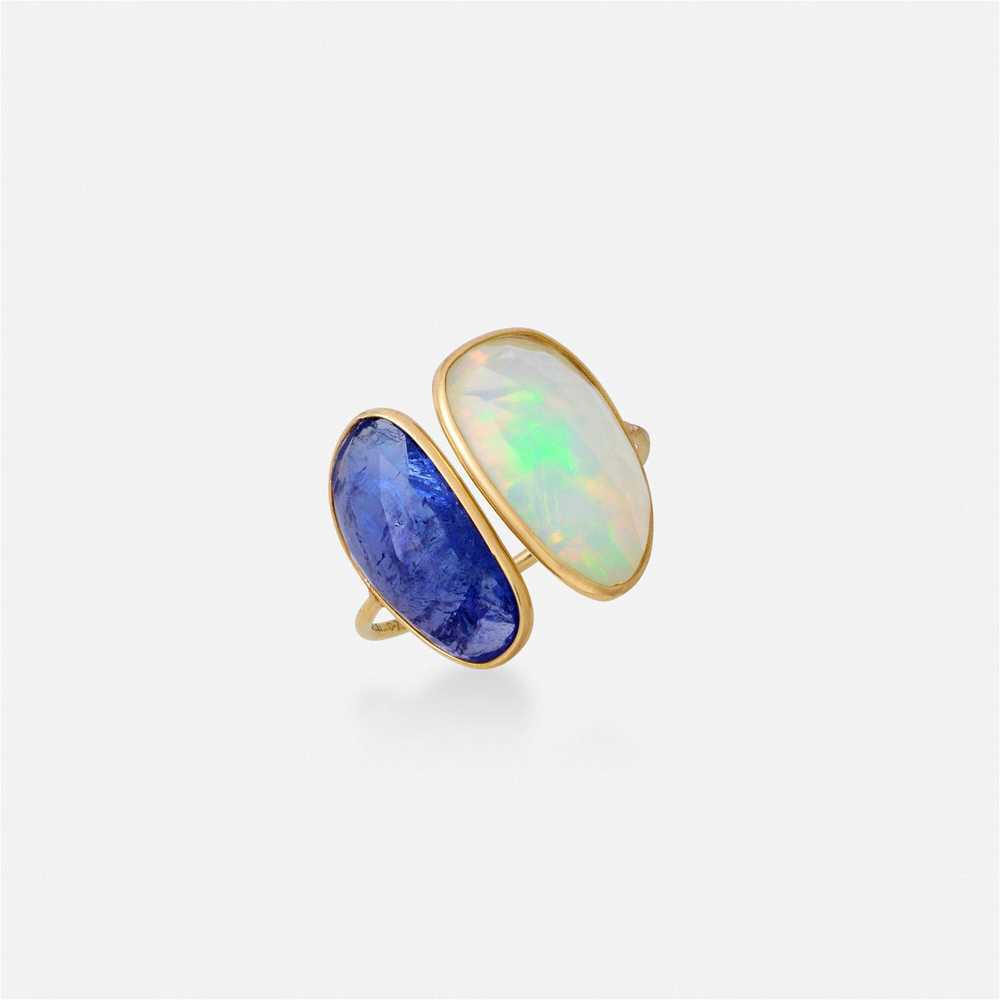 Opal, tanzanite, and gold ring - image 1