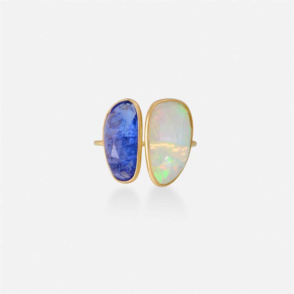Opal, tanzanite, and gold ring - image 2