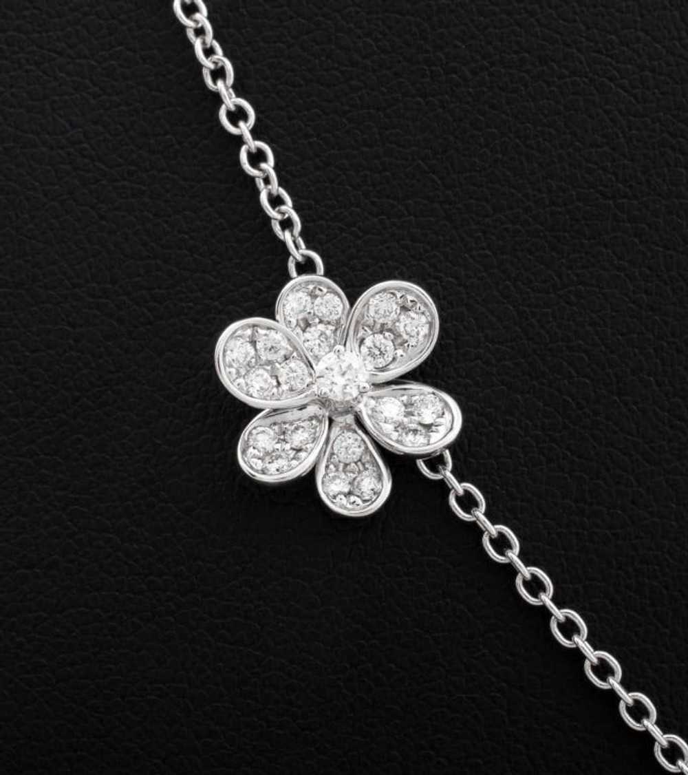 18K White Gold Diamond Floral Necklace - image 3