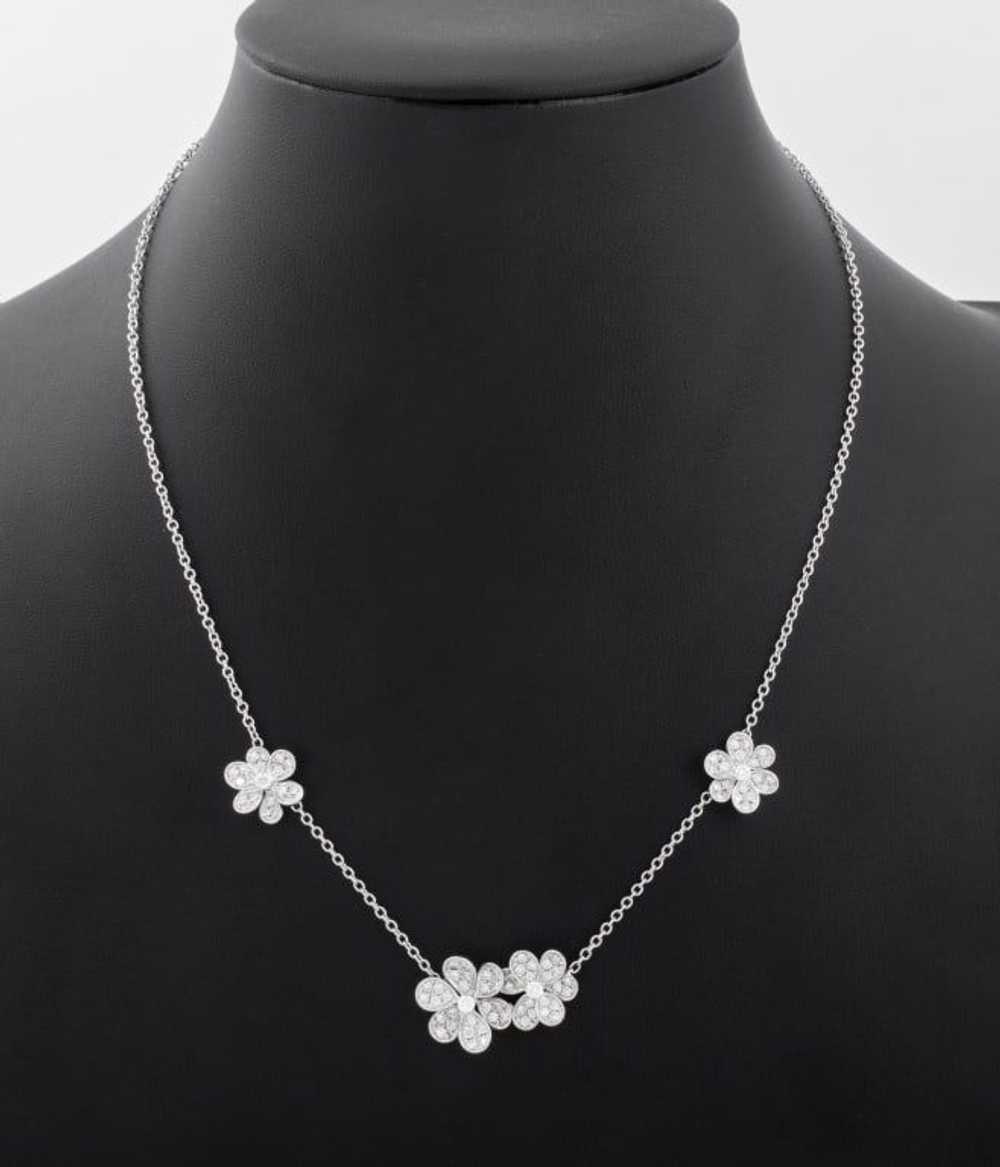 18K White Gold Diamond Floral Necklace - image 4