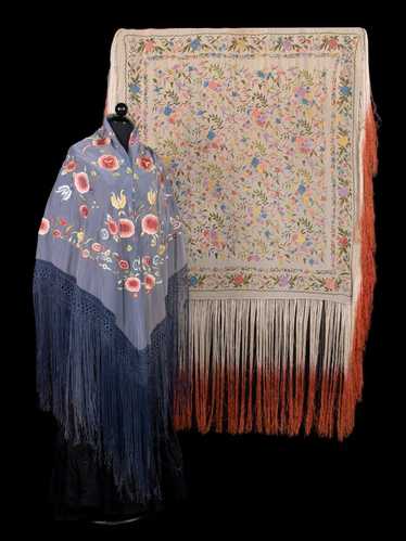 TWO CANTON SHAWLS, 1920-1930s