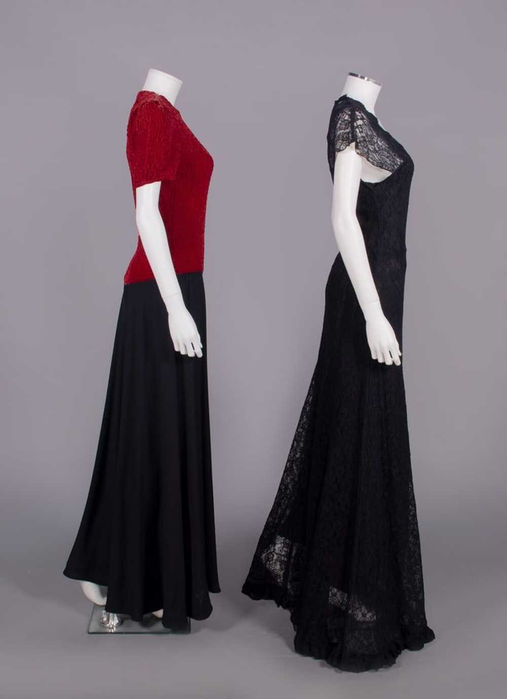 TWO SILK OR LACE EVENING GOWNS, LATE 1930s - image 3